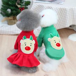 Dog Apparel Pet Elk Pattern Keep Warmth Skin-friendly Dogs Dress Sweatshirt Couple Costume For Casual