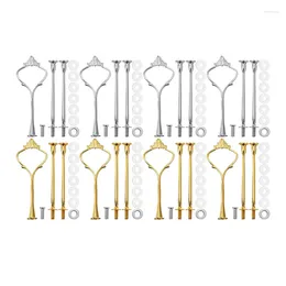 Baking Tools 8 Sets 3 Tier Crown Cake Plate Stand Fittings Hardware Holder Kitchen Gadgets For Wedding And Party - Silver&Golden