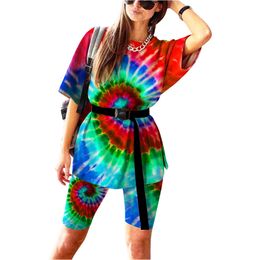 Designer Women's Fashion Casual Set New womens clothing positioning printing round neck short sleeved sports two-piece set Women's short sleeved tops and shorts IO28