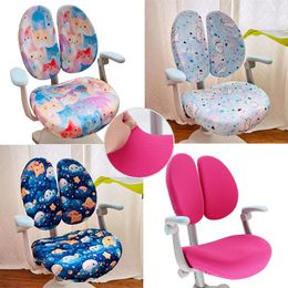 Chair Covers Child Learning Cover Stretch Elastic Children Study Office Stool Slipcover Pure Color Cartoon Printing Protect