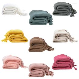 Blankets Nordic Chunky Knitted Throw Blanket Solid Color Braided Fringe Tassels Soft Warm Office Air Conditioning Shawl Cover