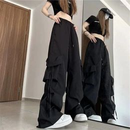 Women's Pants 2024 Spring Summer High Waist Wide Legs Overalls Loose Quick-drying Girls Casual Versatile Straight Trousers