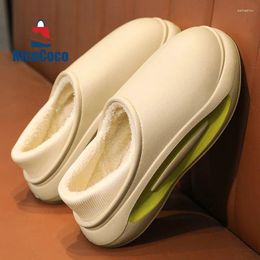 Slippers Men Winter 2024 Warm Plush EVA Platform Slides Shoes Unisex Women House Indoor 1023