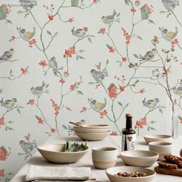 Wallpapers American Retro Flower And Bird Wallpaper Living Room Bedroom Wall Renovation Furniture Sticker Waterproof Cross Border