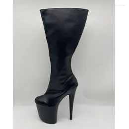 Dance Shoes LAIJIANJINXIA Classic 20Cm High Heels Matte Black Women's Boots Sexy Knee Motorcycle