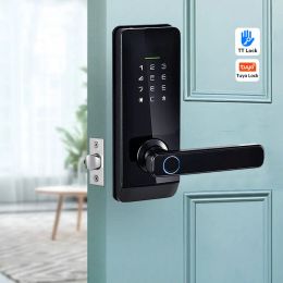 Lock Digital Door Lock WIFI Tuya Fingerprint Password with Handle APP RFID Smart Lock Multiple Unlocking for Front Door Bedroom Home