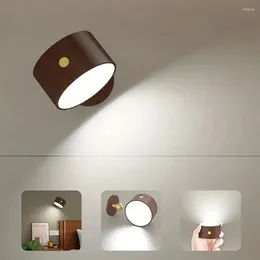 Wall Lamp 1 PC Wood USB Rechargeable 360 Degree Rotate Magnetic Touch Control LED Mounted Reading Light For Bedroom