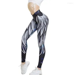 Yoga Outfits Sports Leggings Fitness Slim 3D Printed Wings Plus Size Women Outdoor Gym Jeggings O4