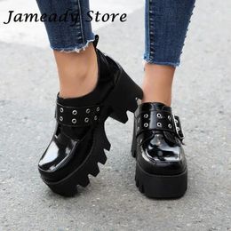 Dress Shoes Punk Style Thick Bottom High Platform Women Single Increasing Deisgner All Match British Pumps Large Size Female