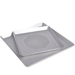 Square Rectangle Pizza Baking Pan Nonstick Pizza Hole Tray Pan Steel Round Crispy Crust Pizza Oven Tray Perforated Bakeware Tool