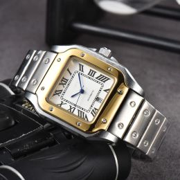 Brand Carty Sapphire Glass Square Mens Mens Wartz Observa o relógio de alto relógio de luxo de alta qualidade, cinto de aço de aço, moda, relógio de safira de vidro de safira