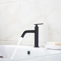 Bathroom Sink Faucets Silver Matte Black Basin Faucet 304 Stainless Steel Washing Tap Fashion Single Cold Handle Water