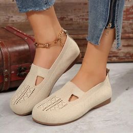 Casual Shoes Loafers Autumn Women Flat Heel Square Toe Hollow-out Sneakers Barefoot Moccasin Female Knitted Flats