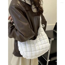 Waist Bags Foufurieux Down Cotton Padded Plaid Shoulder Casual Solid Color Lightweight Quilted Tote Bag Large Capacity Shopping