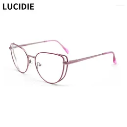 Sunglasses Frames LUCIDIE Vintage Cat Eye Glasses Frame Women Trend Metal Eyeglasses Myopia Candy Color Eyewear Optical Prescription 23119