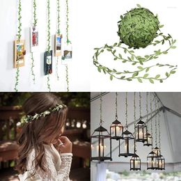 Decorative Flowers Artificial Vines Fake Hanging Plants Silk Ivy Green Leaf Ribbon Trim Foliage Rattan Wreath DIY Craft Garden Wall