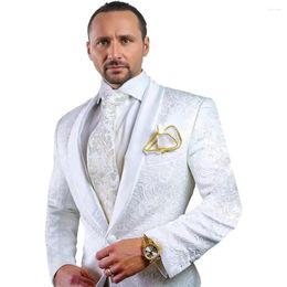 Men's Suits Formal For Men White Blazer Full Set Male Clothing Wedding Groom 2 Piece Jacket Pants Slim Fit High Quality 2024