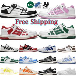 Free Shipping Designer Skel-Top Low Casual Shoes Skelet Bones Runner Top Low Skel Skeleton Women Men Sneakers Black White pink Genuine Leather Lace Up shoe