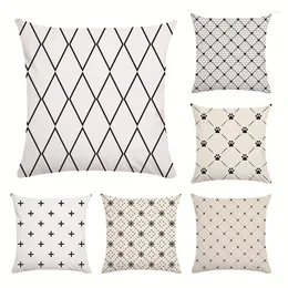 Pillow Black And White Geometric Super Soft Cover Short Plush Decoration For Home Office