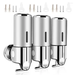 Liquid Soap Dispenser 3 Pack Hand Machine 500Ml For Bathroom And Kitchen Shampoo Drill Free With Adhesive Silver