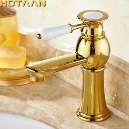 Bathroom Sink Faucets . Arrival Gold Basin Faucet Finish Brass Mixer Tap With Ceramic Torneiras Para Banheiro YT-5056