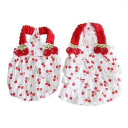 Dog Apparel Cat Dress Skirt Red Cherry Design Pet Puppy Spring/Summer Clothes Outfit