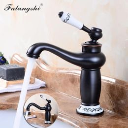 Bathroom Sink Faucets Black Faucet Basin Mixer Ceramic Handle Vessel Tap Brass Washbasin Cold And Taps WB1071