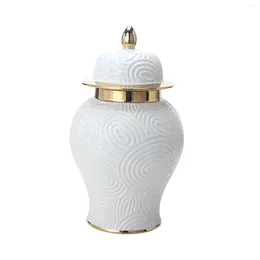 Storage Bottles Porcelain Ginger Jar Floral Arrangement Display Ornament Ceramic Flower Vase For Wedding Housewarming Living Room Bedroom