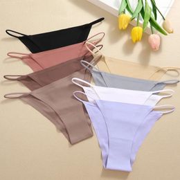 Women's Panties Women Seamless Sexy Low Rise Briefs For Female Mluti Colours Breathable Lingerie Ice Silk No Trace Underwear Soft S-XL