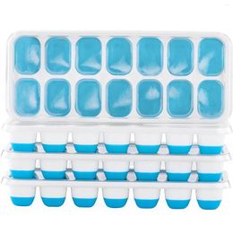 Baking Moulds 4PC Ice Compartment Easy-Release Silicone Flexible Spill-Resist Removable Lid 25.4x9.8cm