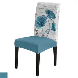 Chair Covers Plant Rose Flower Retro Old Spaper Cover Dining Spandex Stretch Seat Home Office Decoration Desk Case Set