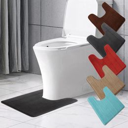 Bath Mats U-Shaped Coral Fleece Water Absorbing Anti-slip Toilet Mat Bathroom Carpet Absorbent Rug Floor Home Supplies