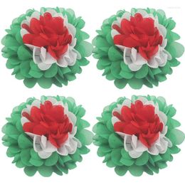 Hair Accessories 10pcs 4.5" Christmas Chiffon Flower For Baby Girl Headdress Princess Clip Supplies