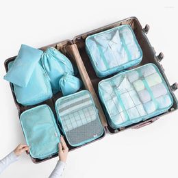 Storage Bags 8 Pieces Set Travel Organiser Suitcase Cases Portable Luggage Clothes Shoe Cosmetic Bag