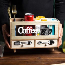 Kitchen Storage Vintage Wood Tea Box Cabinet Organizer Nordic Home Coffee Organization And Items