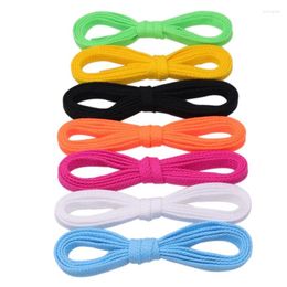 Hangers Customizable 7MM Eye-Catching Bright Solid Colour Flat Shape Shoelaces Double-Layer Polyester With Plastic Tips For Drop-