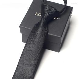 Bow Ties Korean Style Narrow Zipper Tie Men's Easy To Pull Knot-free Occupation Groom Wedding Casual Small Tide