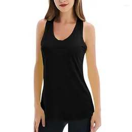 Women's Tanks Women Casual Loose Style Vest Solid Colour Sleeveless U-shaped Neck Tops White/ Black/ Royal Blue