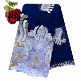 Latest African Women Scarf 100% Cotton Muslim Scarf Embroidery Splicing with Net Big Size Scarf for Shawls EC229 240403