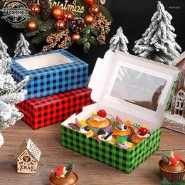 Gift Wrap 1pc Christmas Cardboard Cake Boxes 6 Cup Packaging Box Biscuit Nougat Chocolate Candy Wrapping Party Supplies