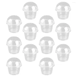 Disposable Cups Straws 20Pcs 250ml Mini Plastic Containers Dessert Cup Clear Salad Cake Box Cover