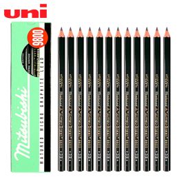 Pencils Mitsubishi Pencil 12 Single 9800 Sketch Pencil Art Special 2B8B Professional Charcoal HB Brush Hexagon Rod Writing Black Lead