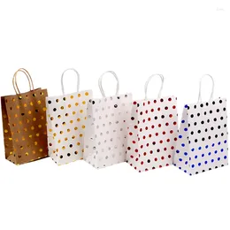 Gift Wrap 6pcs/Set Dot Kraft Paper Bags For Party Baby Shower Packaging Chocolate Boxes Birthday Favor Candy Bag TC154