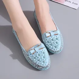 Casual Shoes Women's Flat 2024 Fashion Breath Lace Mesh Flats Lightweight Soft Ballet Lady Sweet Bowknot Flower Loafers