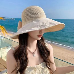 Wide Brim Hats Sunshade Ladies Summer Seaside Hollow Leisure Travel Big Hat Visor Fashion Joker Fisherman's Breathable.