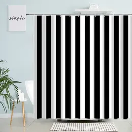 Shower Curtains Black And White Striped Curtain Creative Design Geometric Bath Modern Minimalist Fabric Bathroom Decor Set Hooks