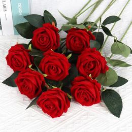 Decorative Flowers Artificial Rose Open Flower Bouquet Faux Stems For Wedding Arrangement Bridal Centrepiece Silk