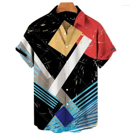 Men's Casual Shirts 2024 Summer Hawaii Shirt Lapel Y2k Tops 3D Graffiti Oil Painting Print Fashion Streetwear Harajuku Blouse