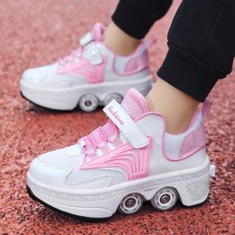 Fashion Casual Outdoor Deformation Parkour Skates DualUse ChildrenS Youth Women Adults Unisex Sneakers Roller Shoes 240321