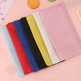 Storage Bags Large Capacity Zipper Canvas Bag School Pencil Box Women Makeup Solid Colour Coin Purse Multipurpose